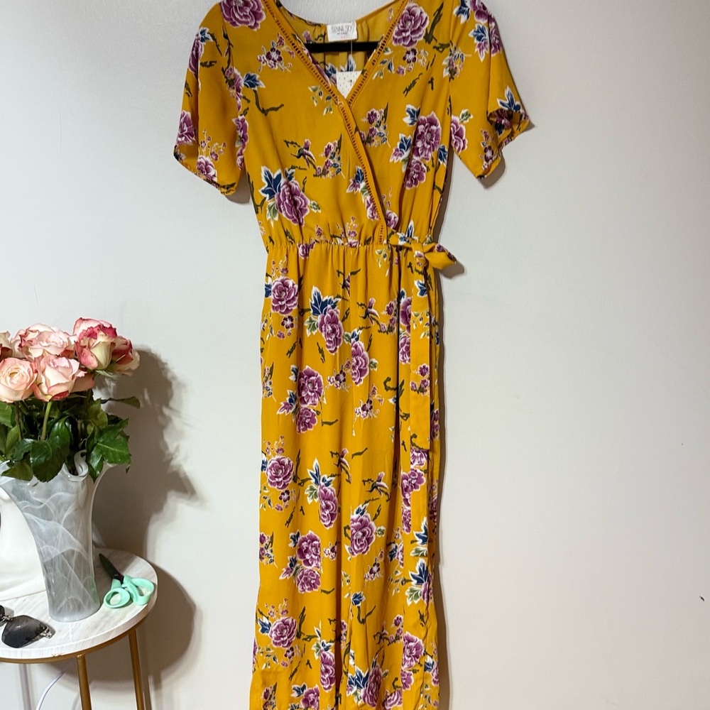 Sienna Sky Yellow Romper with Flutter Sleeves
